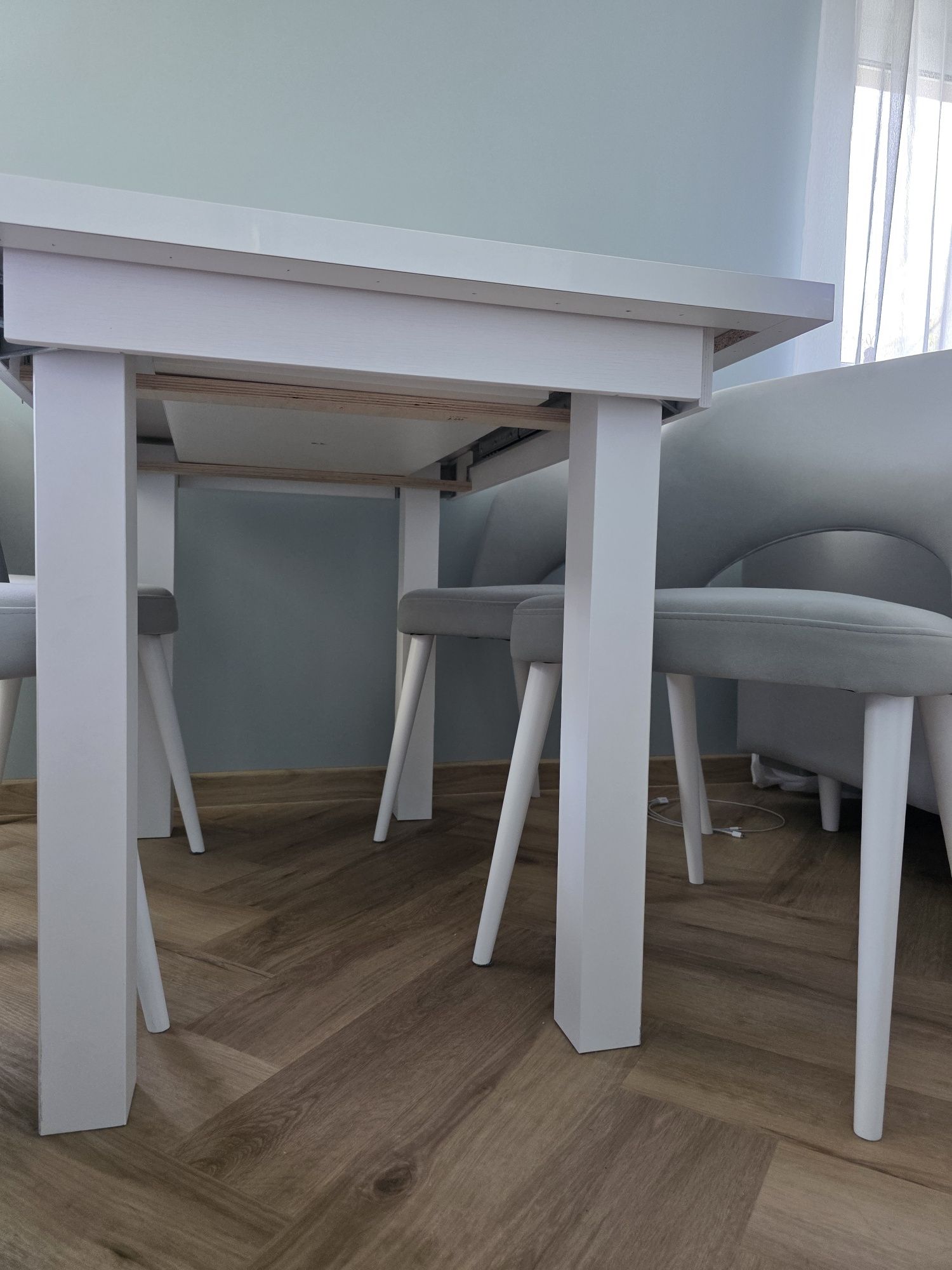 Stół obiadowy do kuchni biały połysk rozkładany 120x80 na 160 x 80