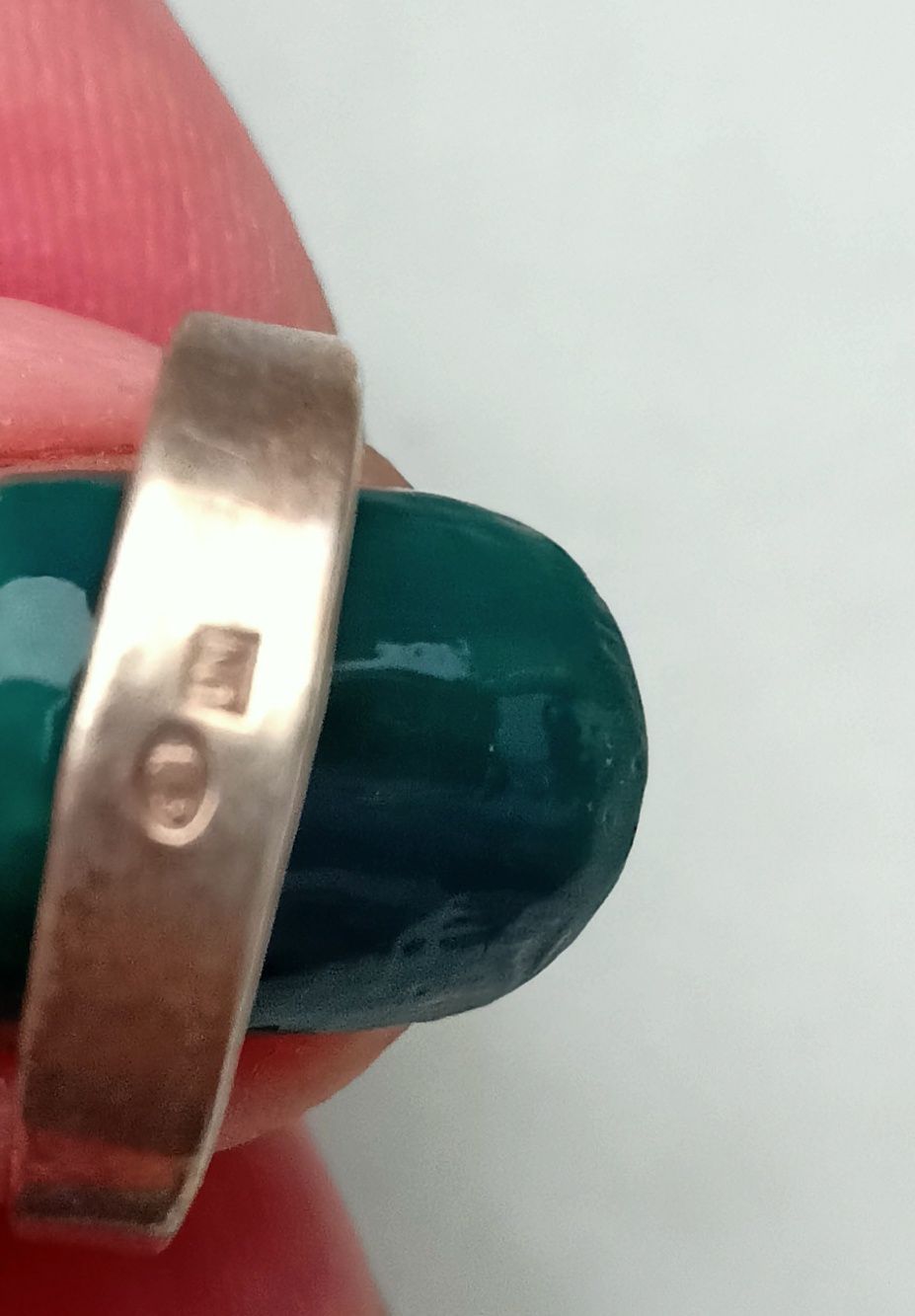 Srebrny pierścionek stary Metaloplastyka onyks