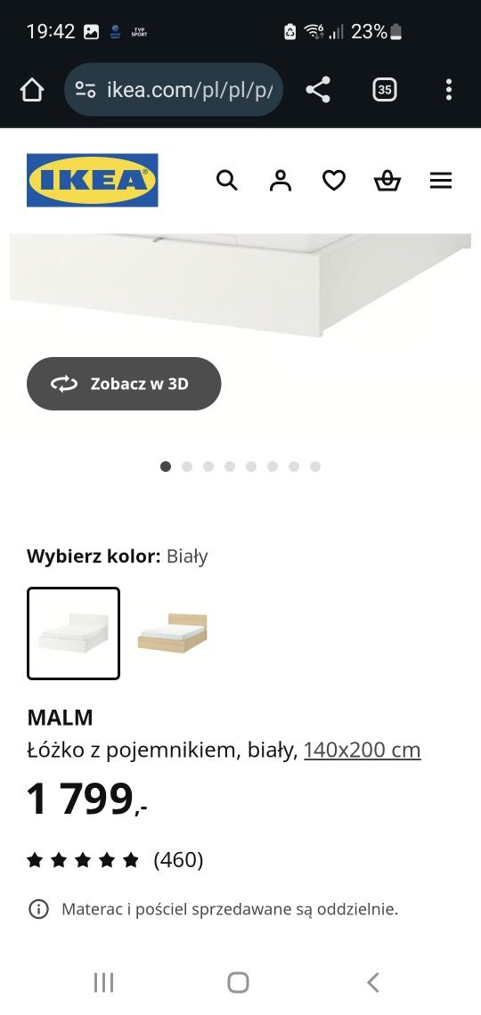 Łóżko IKEA Malm 140x200