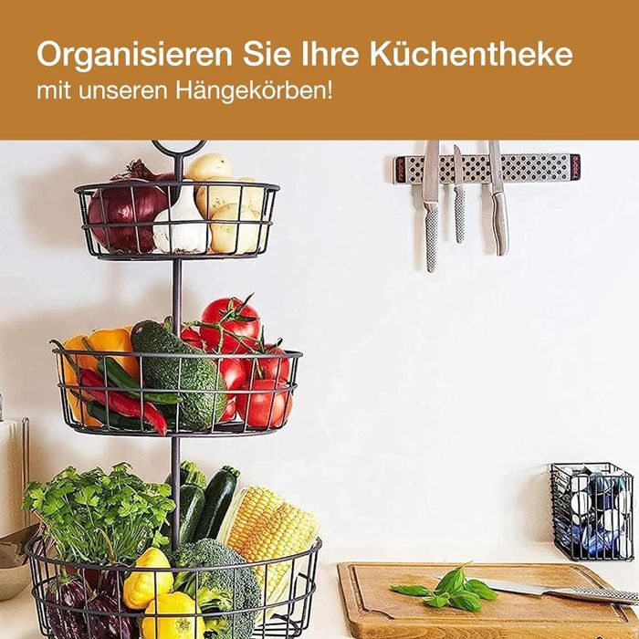 3-poziomowy kosz na owoce, eleganckie francuskie kosze druciane