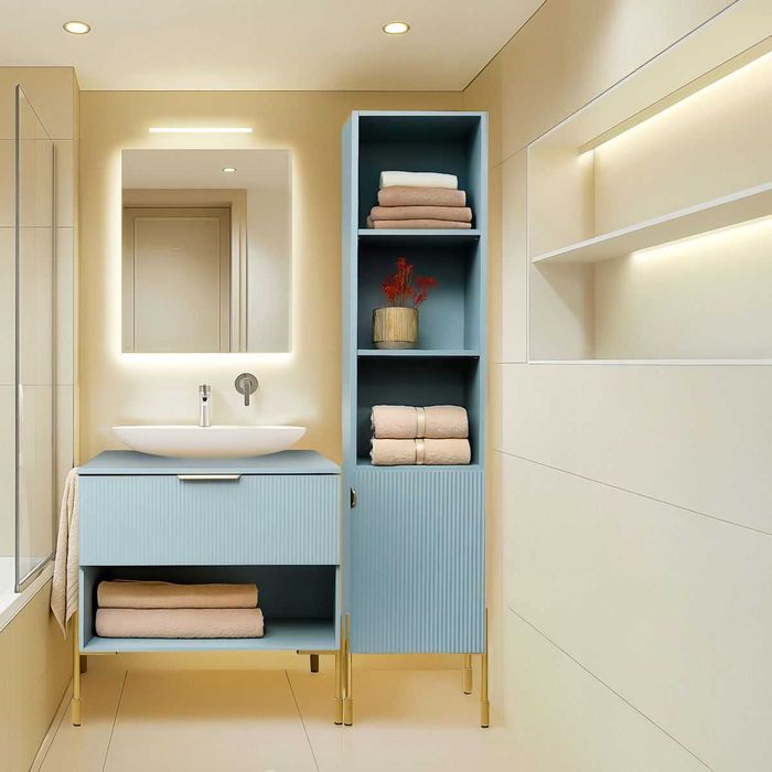 Zestaw 2 szafek łazienkowych CERSANIT, NAVADO, kolor niebieski