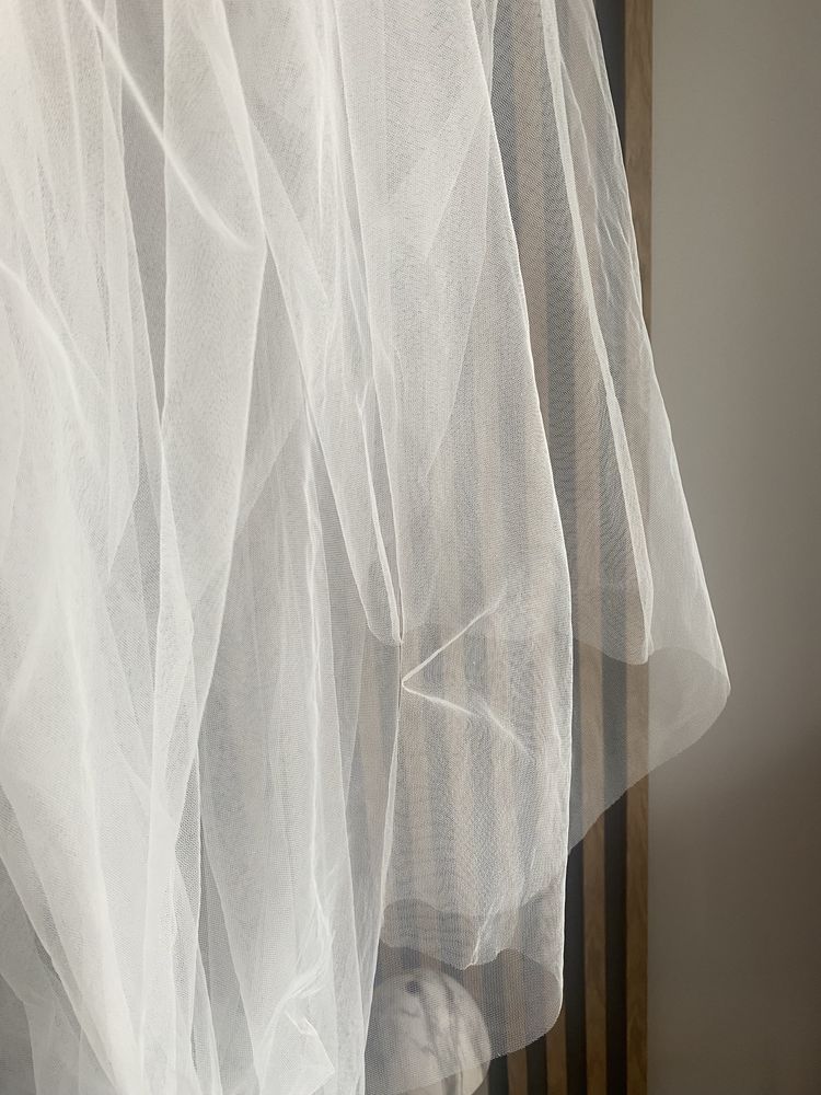 Elegancki welon ślubny kosc sloniowa 150cm