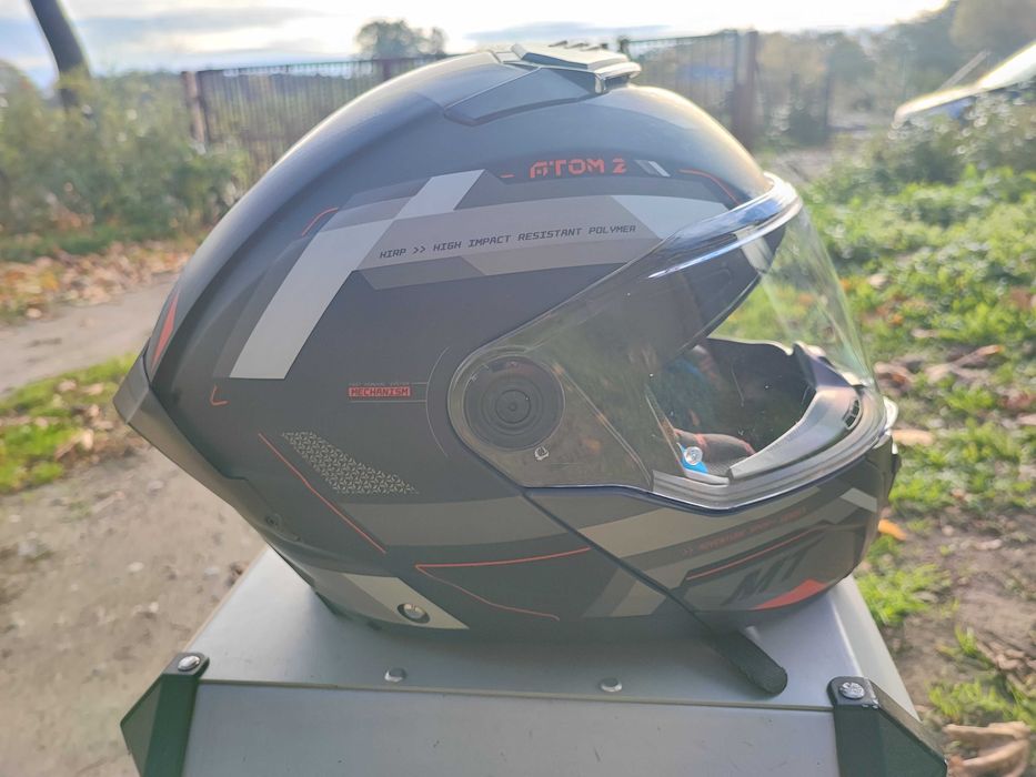 Kask motocyklowy szczękowy MT ATOM 2 SV BAST BLACK/GREY  XXL