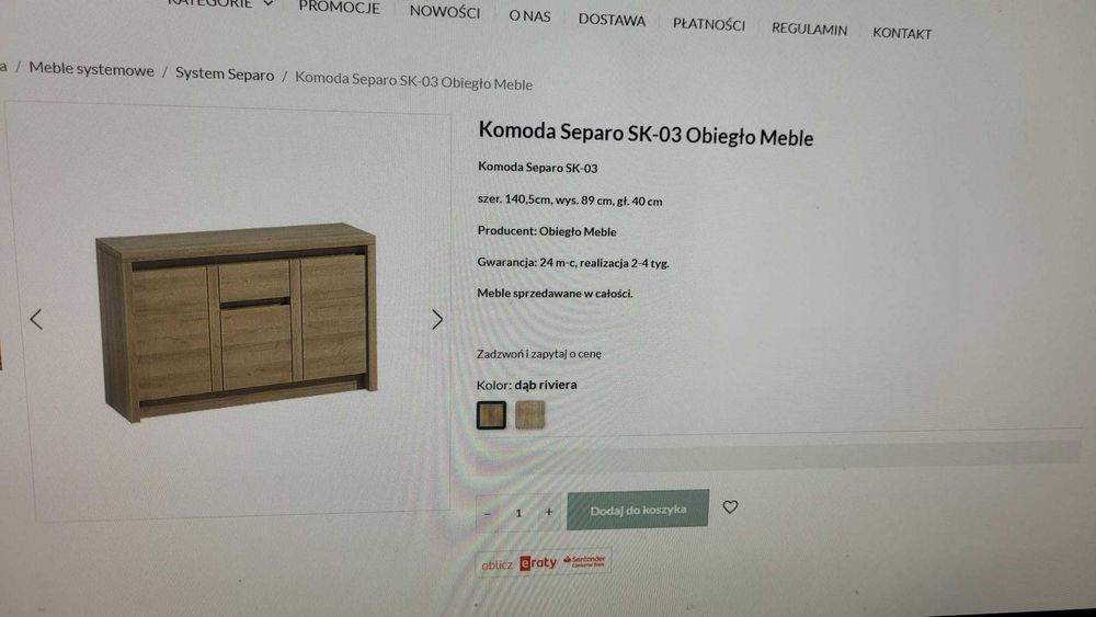 Komoda i witryna dąb riviera