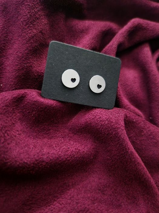 Srebrne kolczyki koła serca stal szlachetna