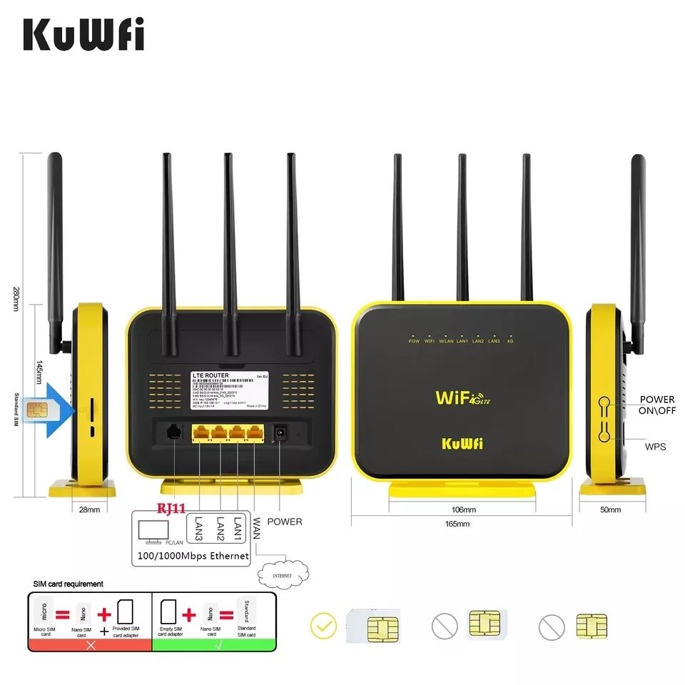KuWFi C-900 Беспроводной Маршрутизатор 4G LTE WiFi Роутер