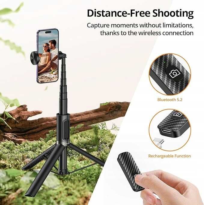 ATUMTEK
statyw i kijek do selfie z pilotem 80 cm
Bluetooth,