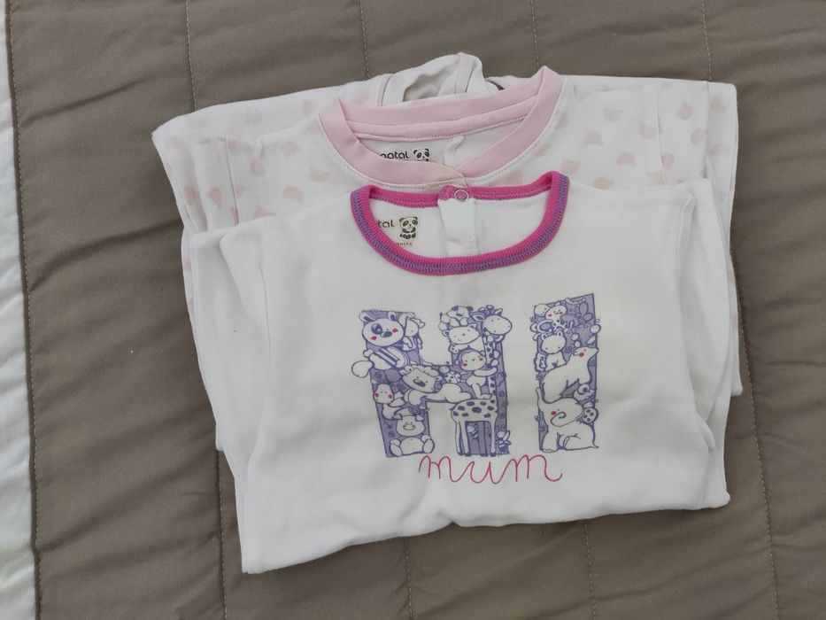 7 Babygrow em algodão menina de 9-12 meses