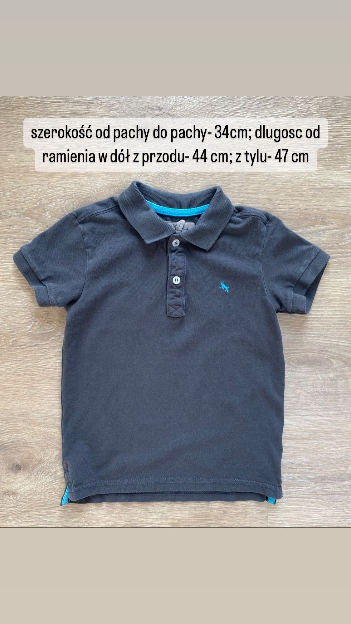 T-shirt polo z kołnierzykiem L.O.G.G. By H&M 110/116 szary krótki ręka