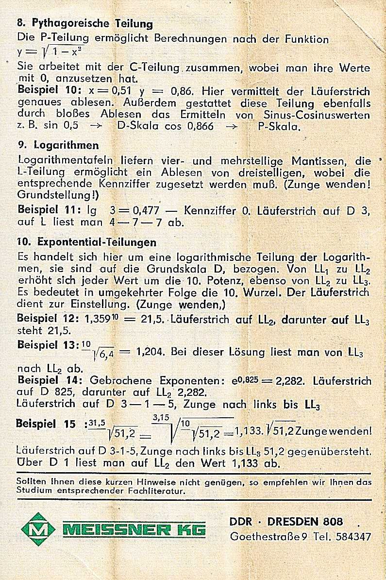 Suwak logarytmiczny Faber – Castell + Instrukcja obsługi po niemiecku.