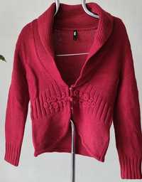 Flash sweter damski czerwony wełna karmazyn