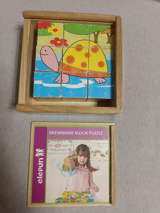 Drewniane klocki puzzle 6w1