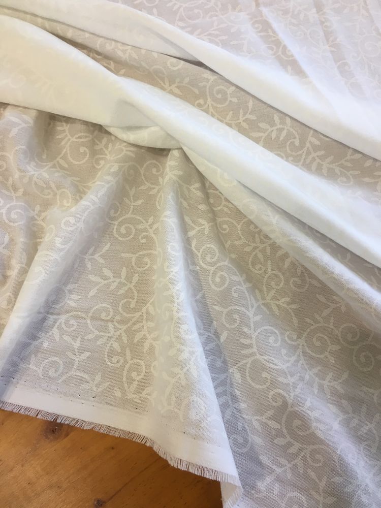 Kupon firanka prowansalska biała tkanina bawełniana 7x1,8m