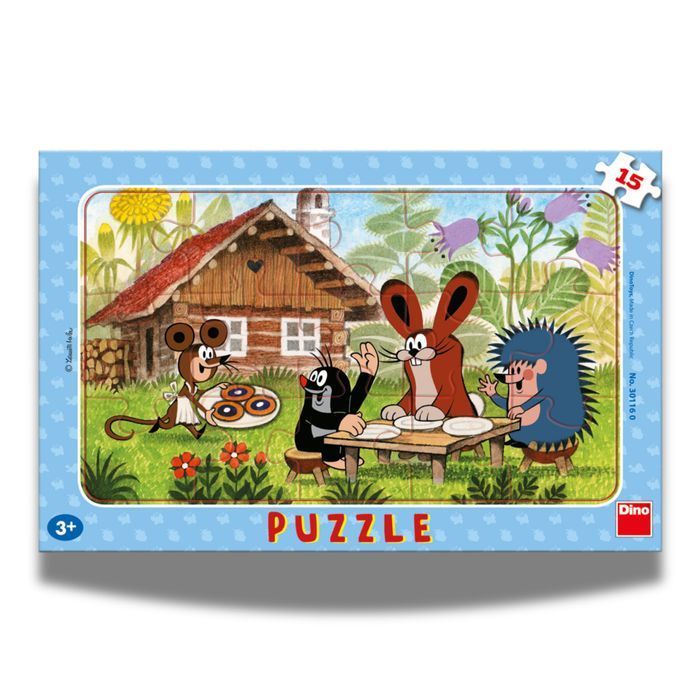 Puzzle ramkowe Krecik w odwiedzinach u przyjaciół 15 elementów