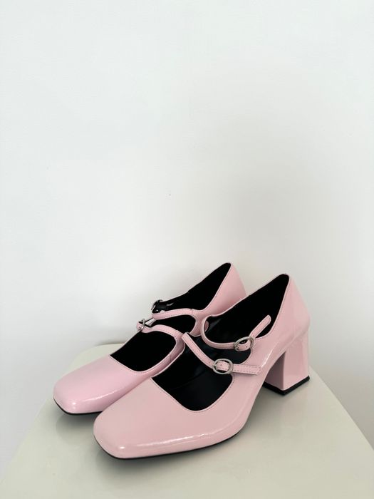 Półbuty czółenka Mary Jane pudrowo różowe