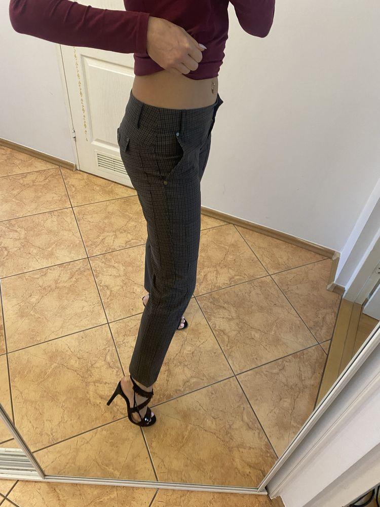 Max mara weekend skinny rurki skiny w kratkę kratka pepitka 36 S