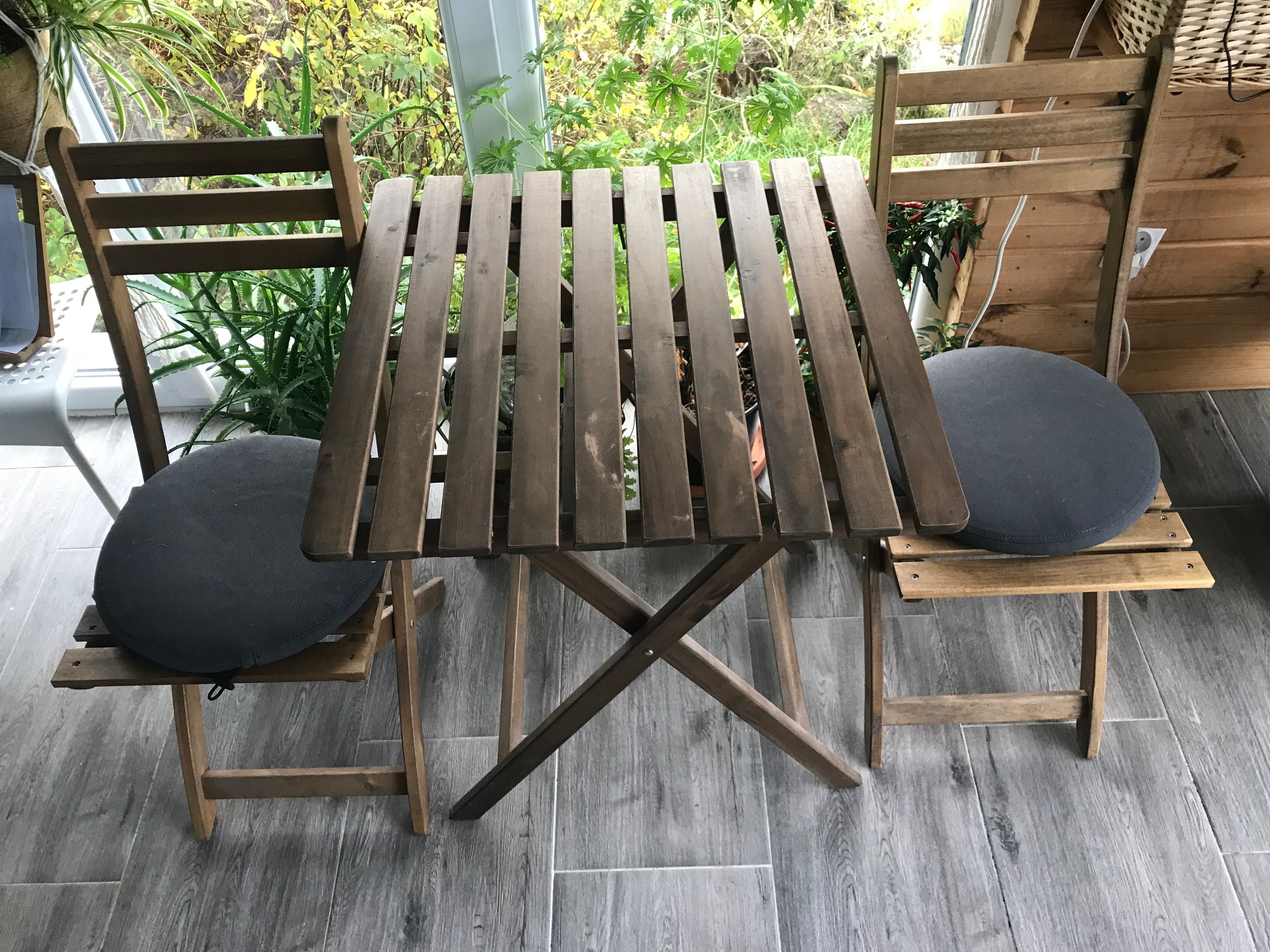 Stół stolik ogrodowy z 2 krzesłami zestaw balkonowy ikea askholmen