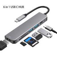 K41  Adaptador HUB USB-C HDTV 4K HDMI USB Micro SD PD TF Macbook Ipad