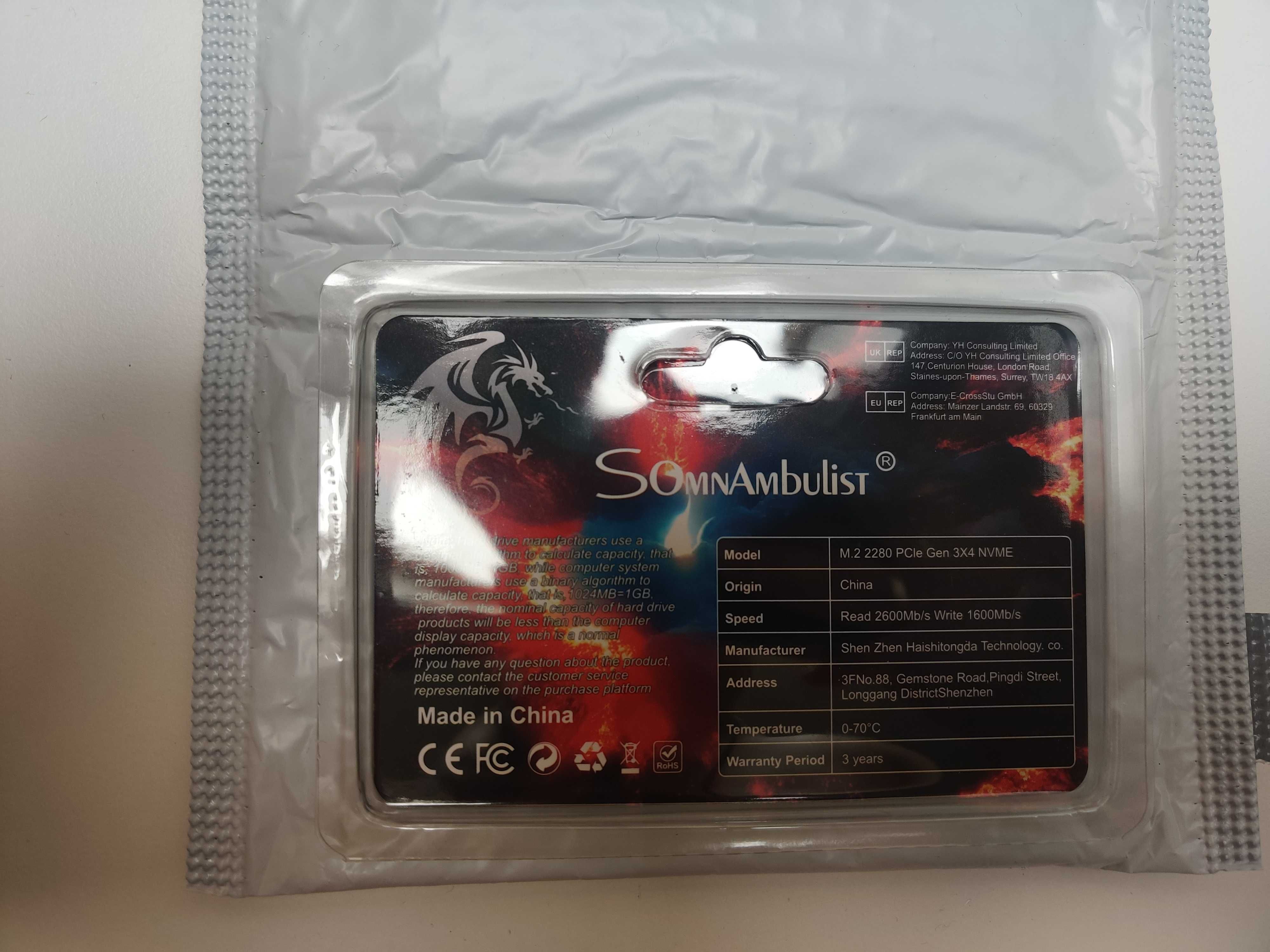 SSD диск SomnAmbulist 256 ГБ M.2 NVMe