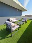 Conjunto jardim: 2 cadeirões + sofa + mesa