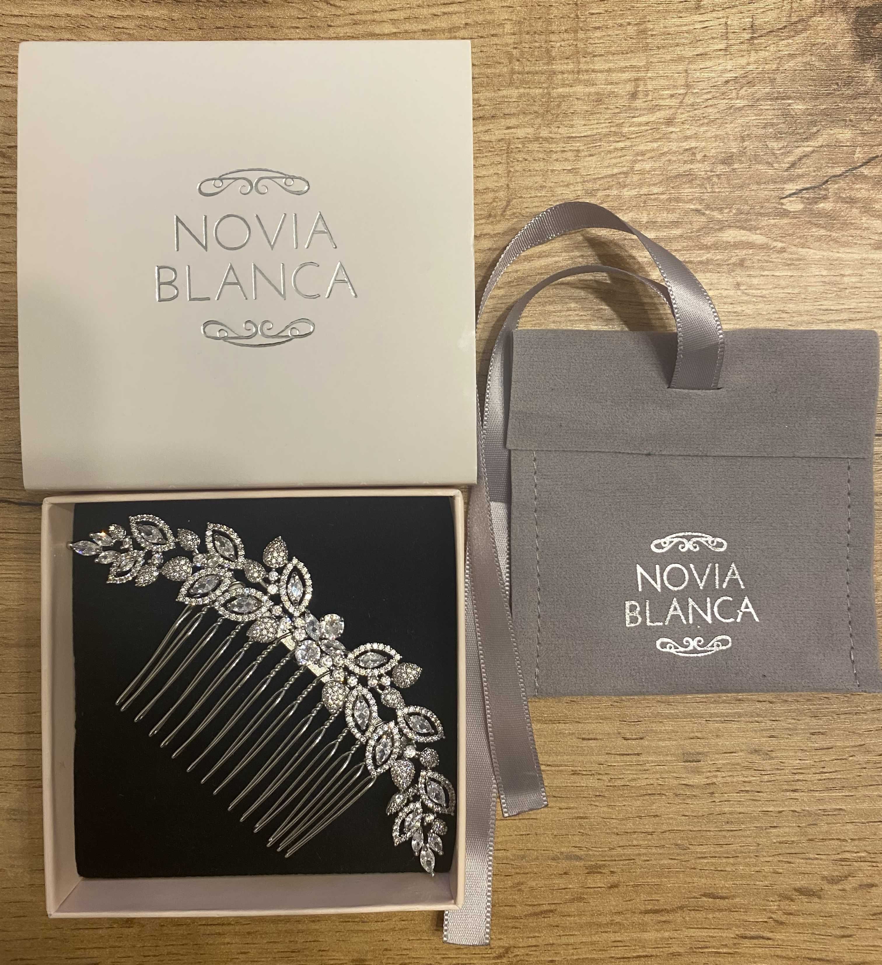 Komplet biżuterii śubnej Novia Blanca (kolczyki, bransoletka, grzebyk)