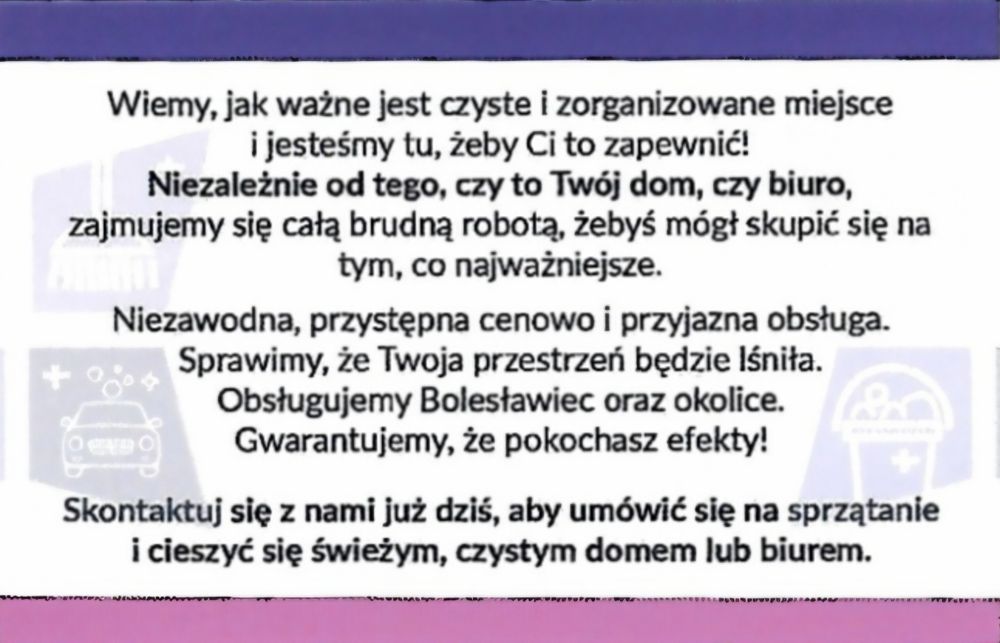 Sprzątanie mieszkań/domów/pranie tapicerki