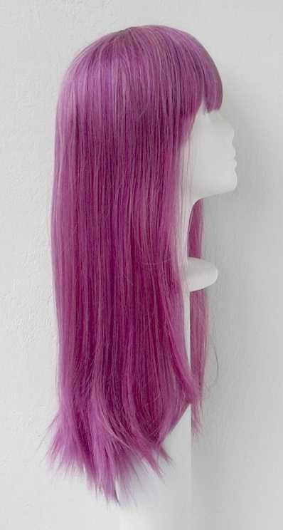 Różowa fioletowa peruka z prostą grzywką długa cosplay wig