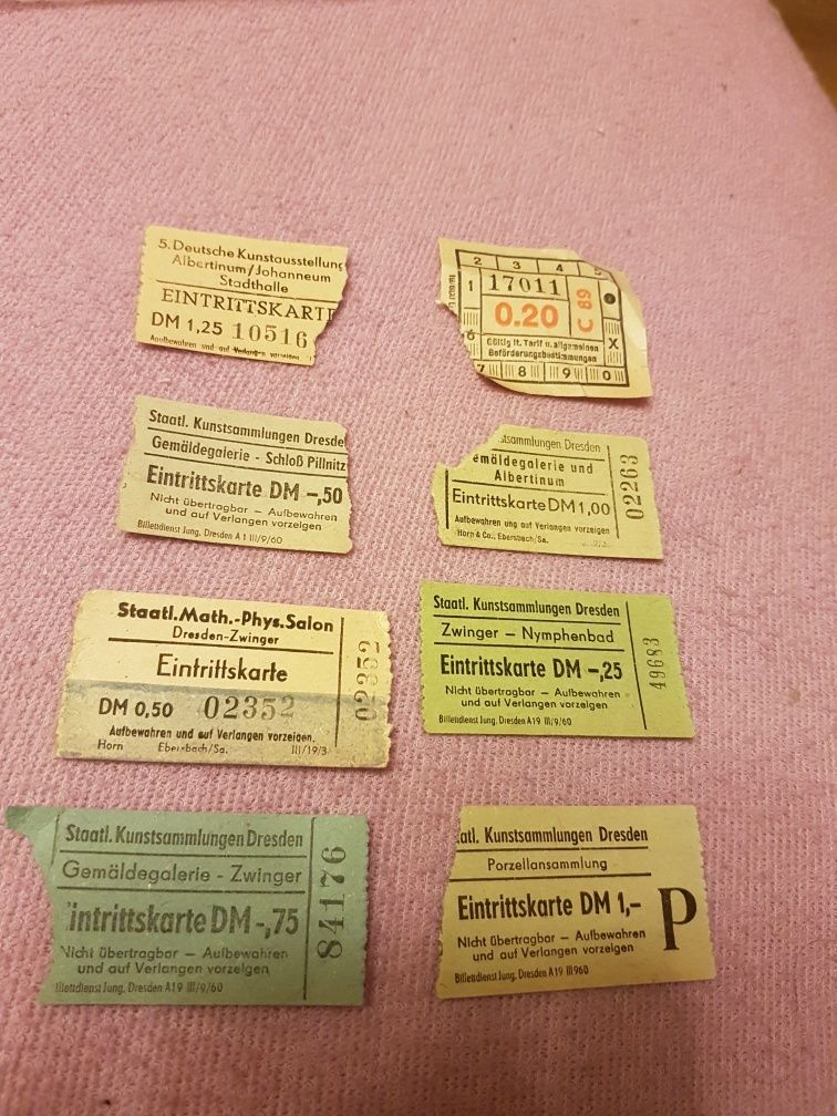 Stare niemieckie bilety 1960 na kolejkę Drezno DDR
