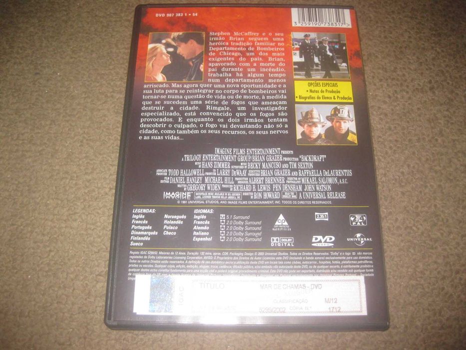 DVD "Mar de Chamas" com Kurt Russell/Raro!