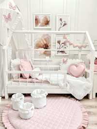 Łóżko domek dziecięce Montessori białe drewniane styl skandynawski
