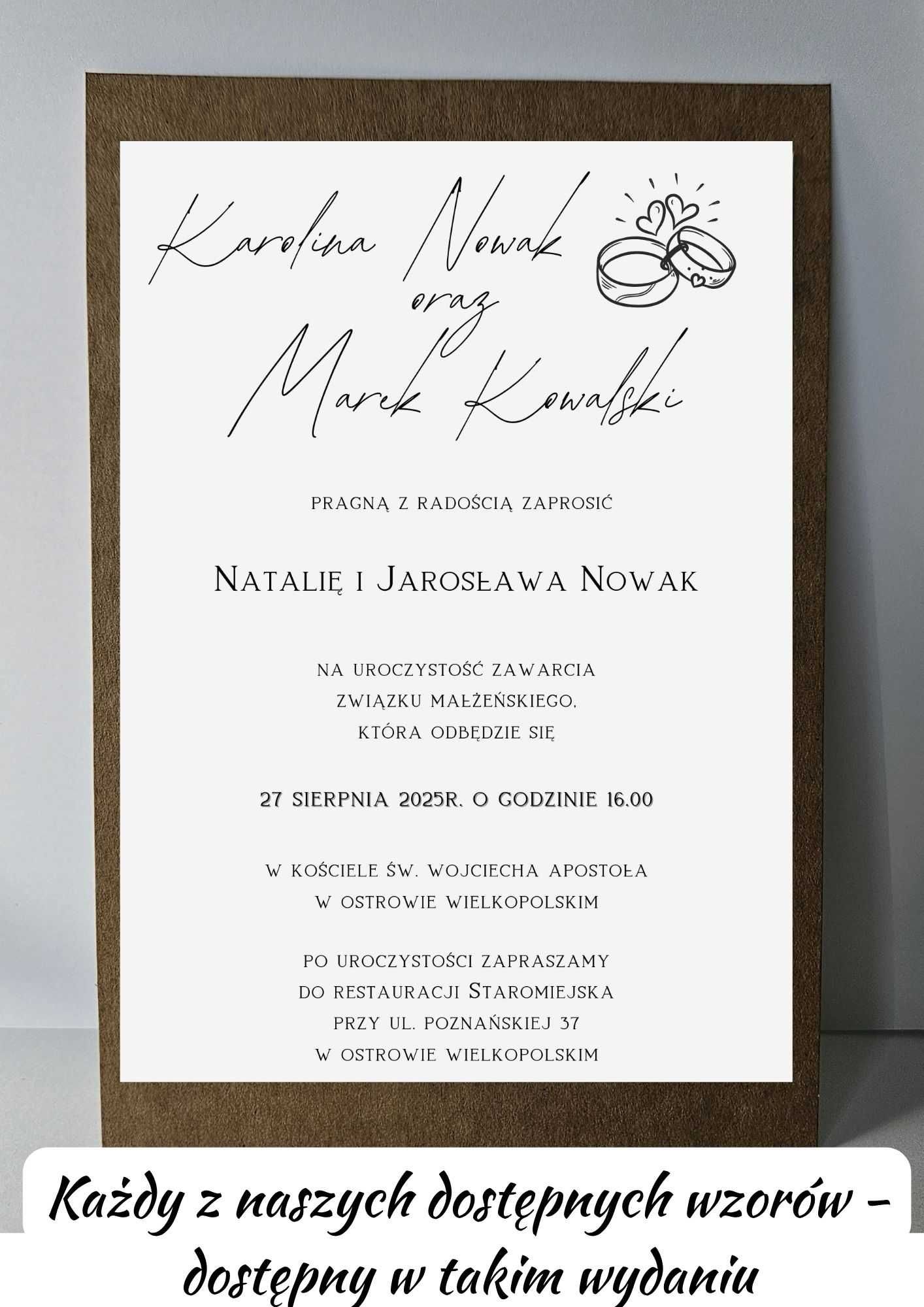 Personalizowane zaproszenia Ślubne, Wesele, ozdobna koperta,