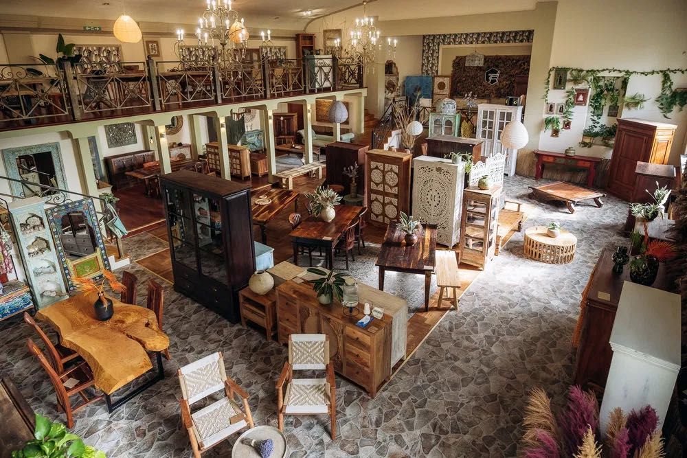 Szafka surowe drewno tekowe nakastlik RTV nocna jasna boho gramofon