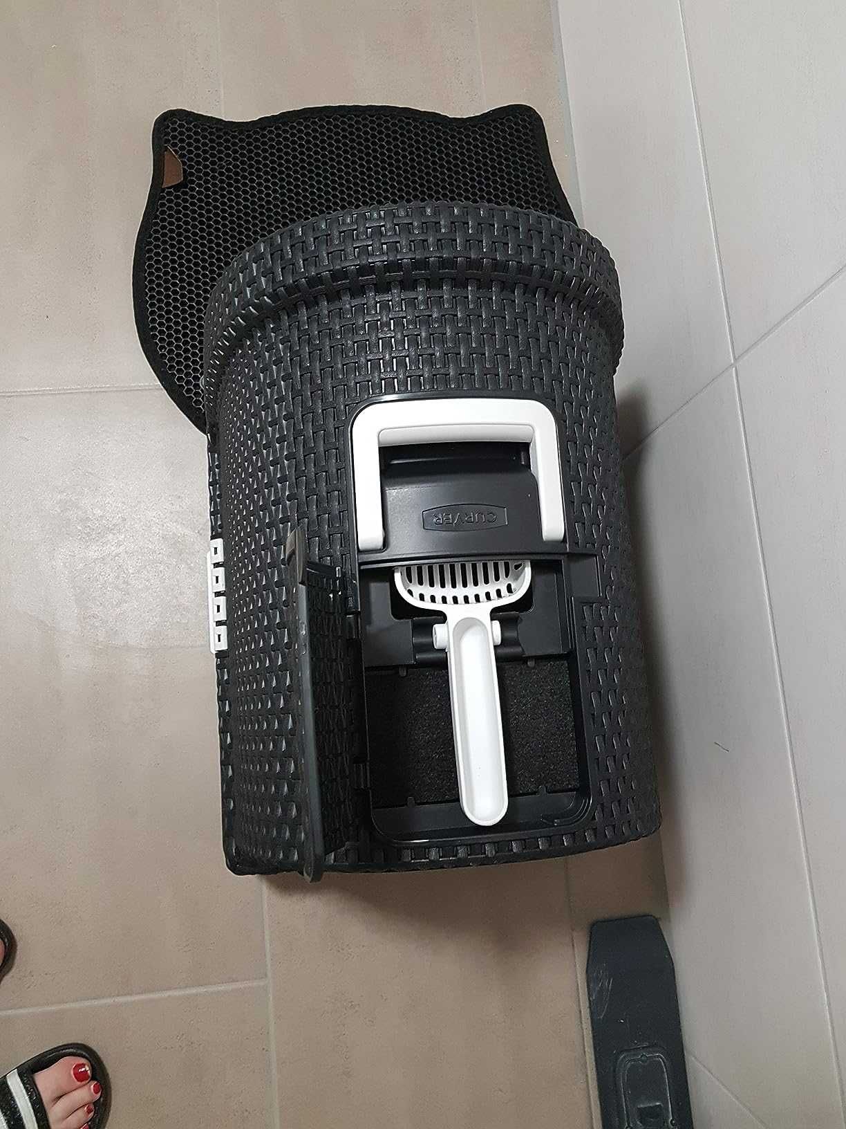 Nowoczesna kuweta dla kota kot dom zwierzęta ciemna duża rattan