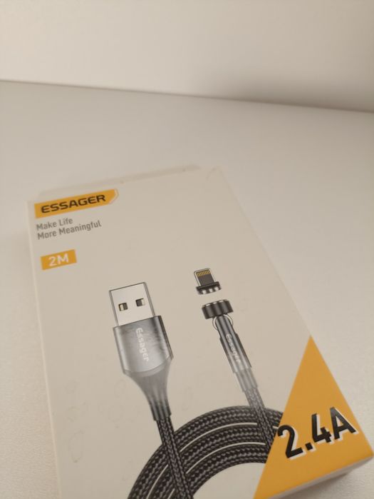 Кабель тканинний ESSAGER USB Lightning 2 м, шнур для айфона для iPhone