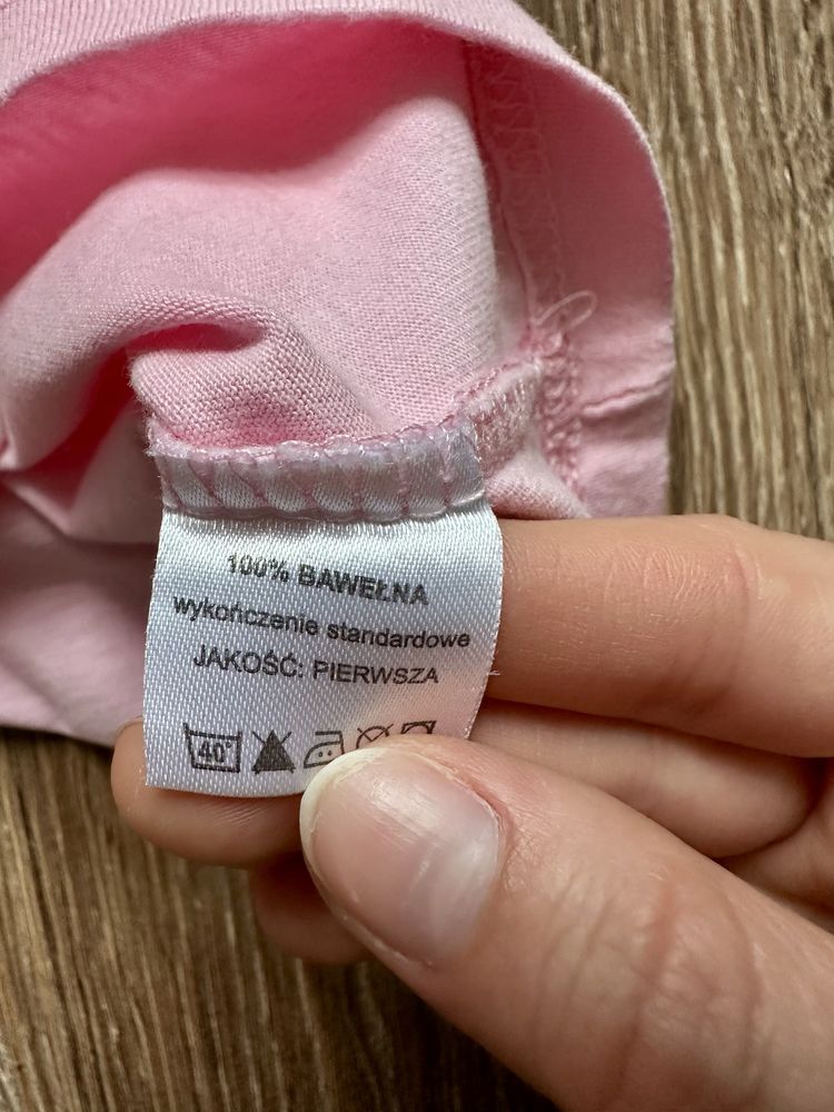 T-shirt bluzka różowa z kwiatkami 116 bawełna