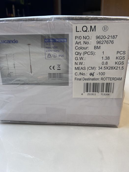 Lucande lampa wisząca ze szkła, mosiądz