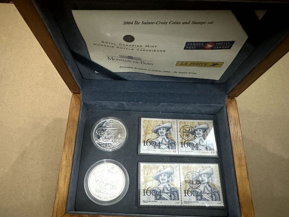 Set 400º Aniversário "Ile Sainte-Croix" 2004 moedas Prata + Selos