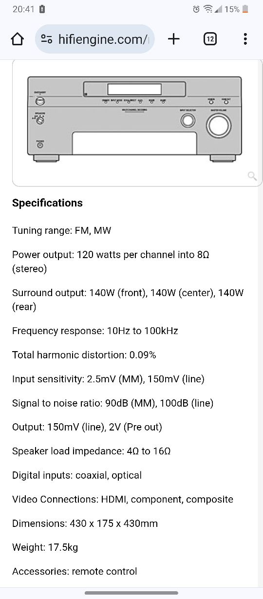 Amplificador Sony str da6400es