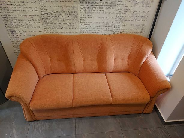 Kanapa sofa 3 osobowa rozkładana z funkcją spania pomarańczowa
