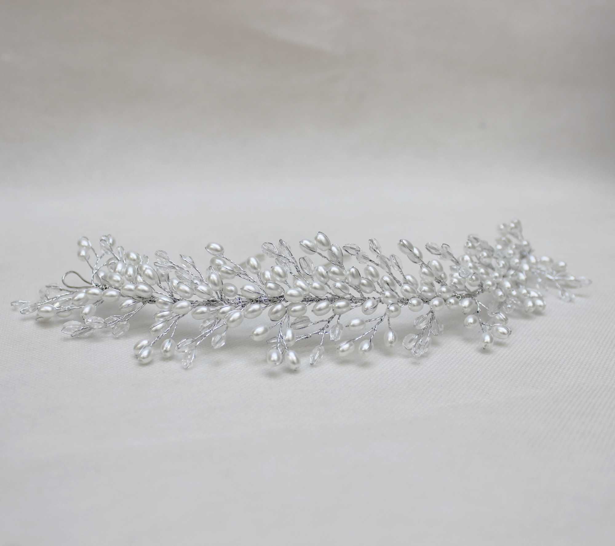 Весільна гілочка для зачіски з перлинами і кристалами BLAGOY-ART
