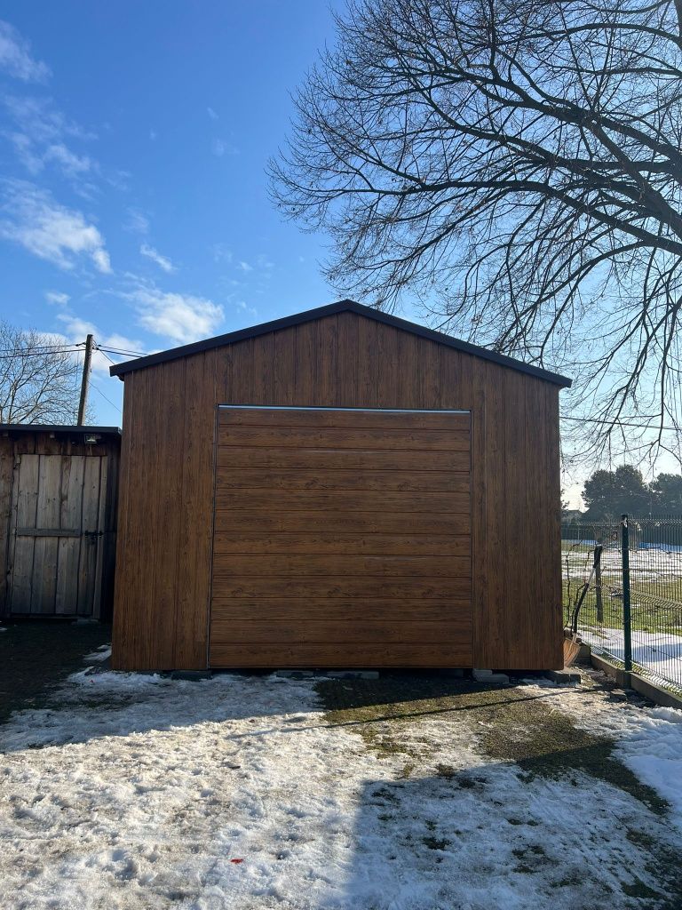 Garaz blaszak 350x6 grafit mat brama złoty dąb