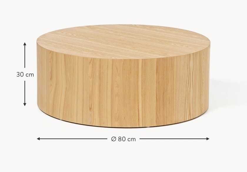 Okrągły minimalistyczny stolik kawowy z drewna Dan Ø80H30cm Naturalny