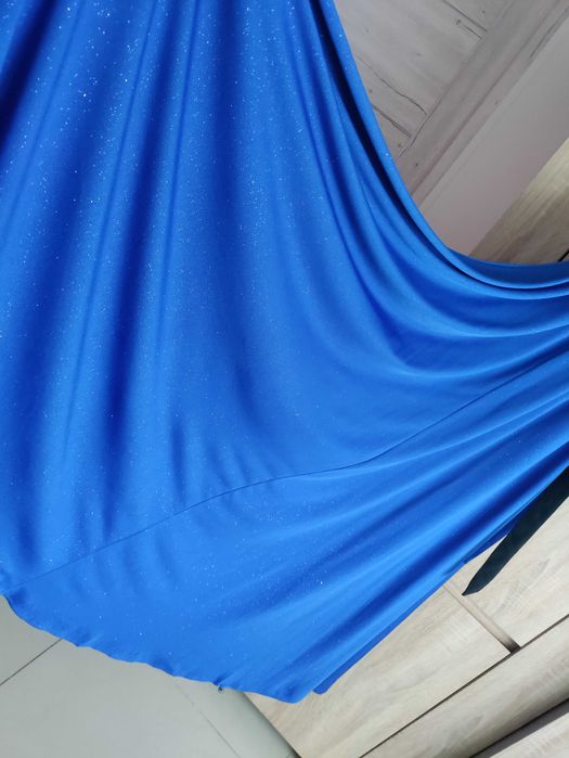 suknia wieczorowa maxi długa chabrowa brokatowa rozm S