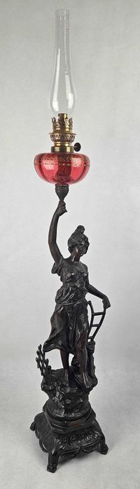 Figuralna lampa naftowa DEMETER  alegoria rolnictwa Francja - Antyk