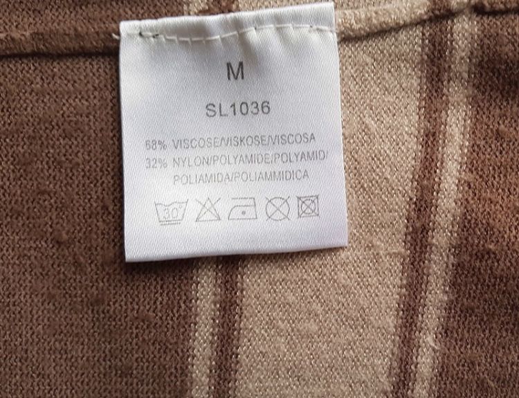 Sweterek w paski golf komplet wiskoza brązowy