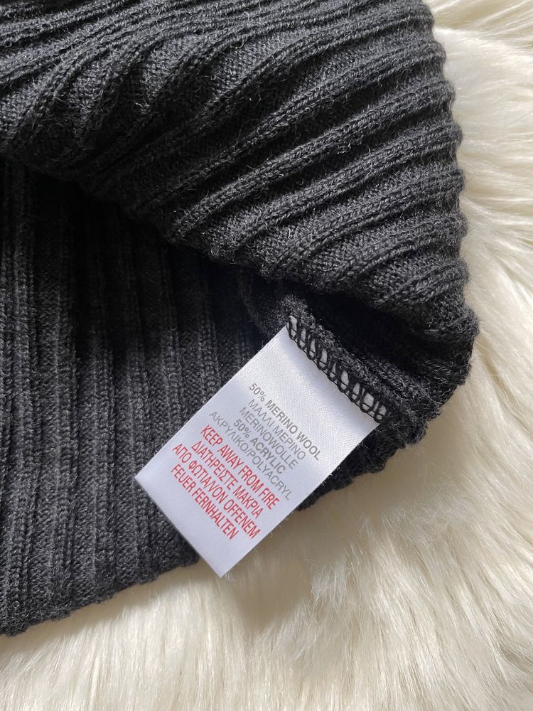 Męski szary sweter wełniany wełna merino xl river island