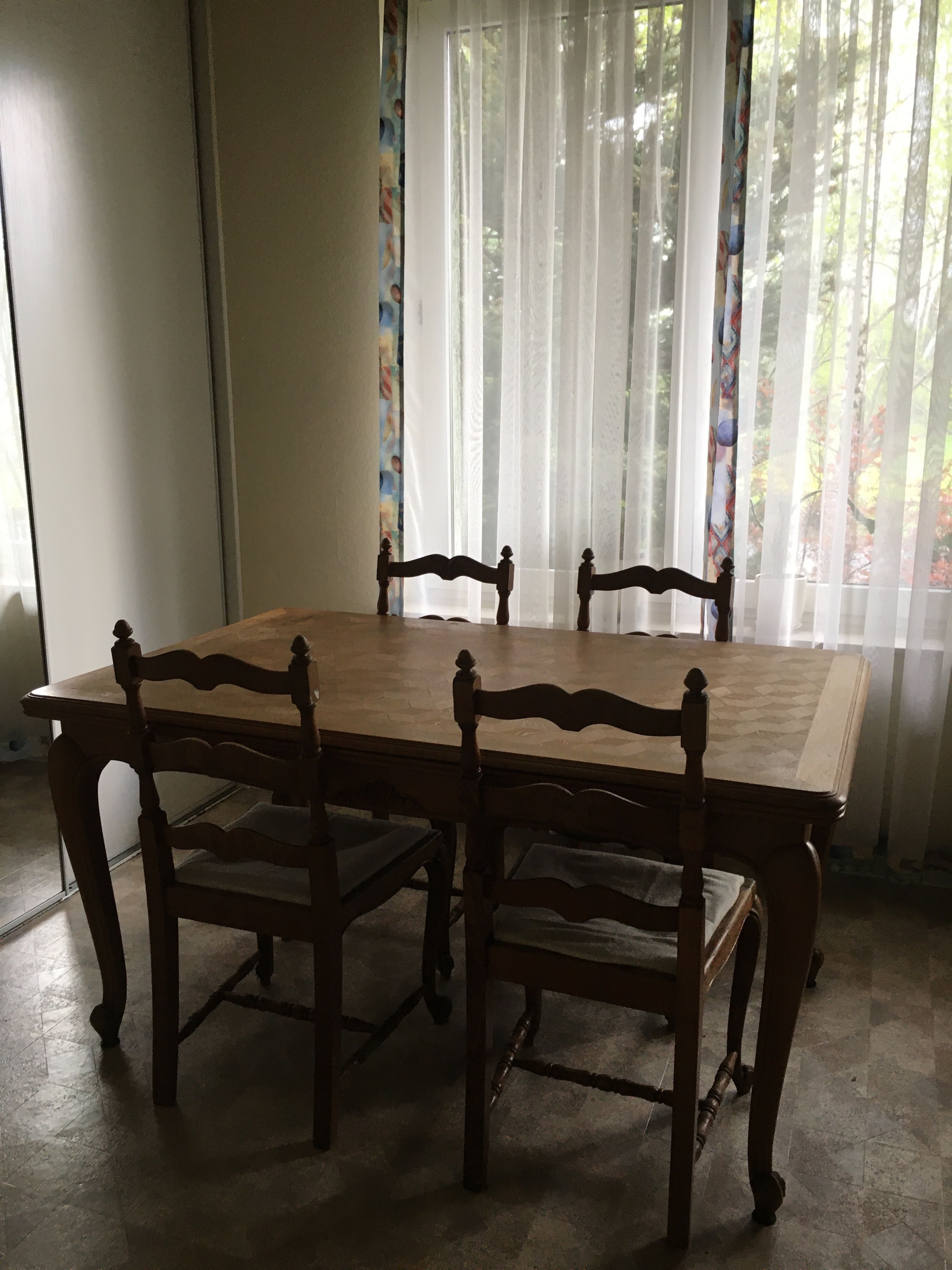 Stol dębowy + 6 krzeseł styl Ludwig