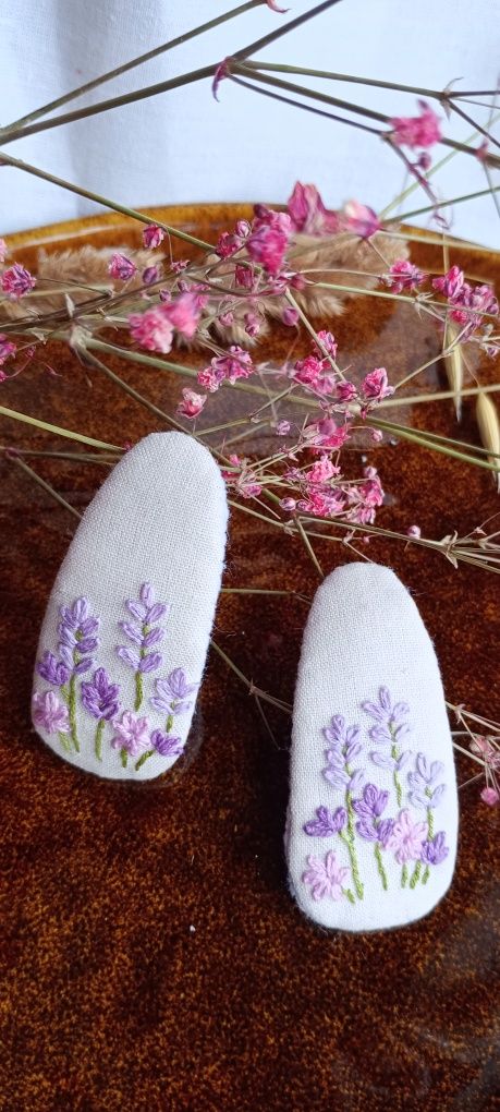 Haftowana biżuteria - ręcznie robione spinki do włosów (pyki) handmade