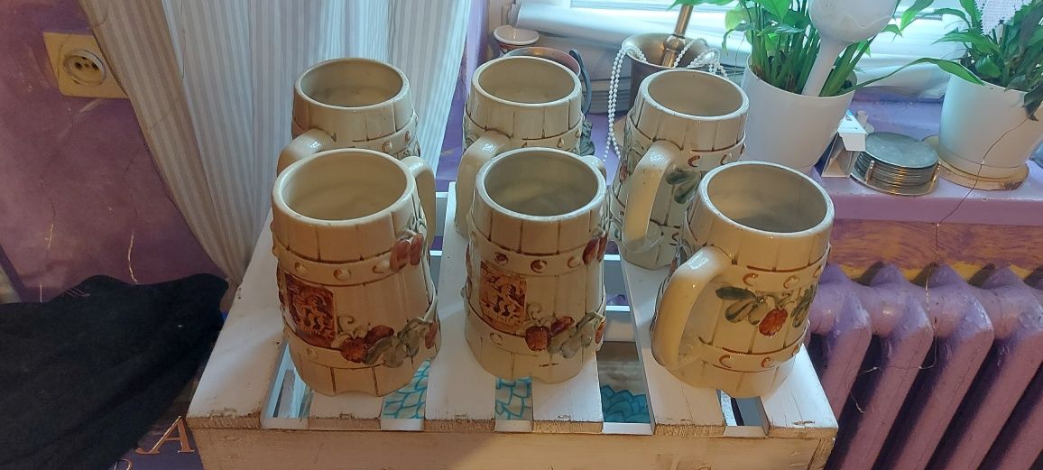 Stare kufle ceramiczne okocim
