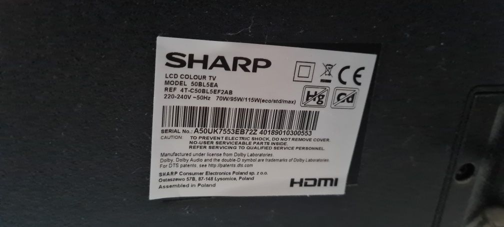 Telewizor Sharp 50 cali model LCD 50BL5EA